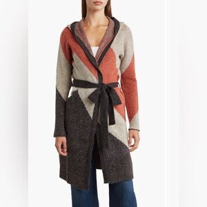 NWT Joseph A Colorblock Hooded Cardigan size M
